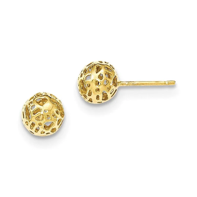 Two-face earrings-14K Yellow Gold Medium Fancy Ball Post Earrings