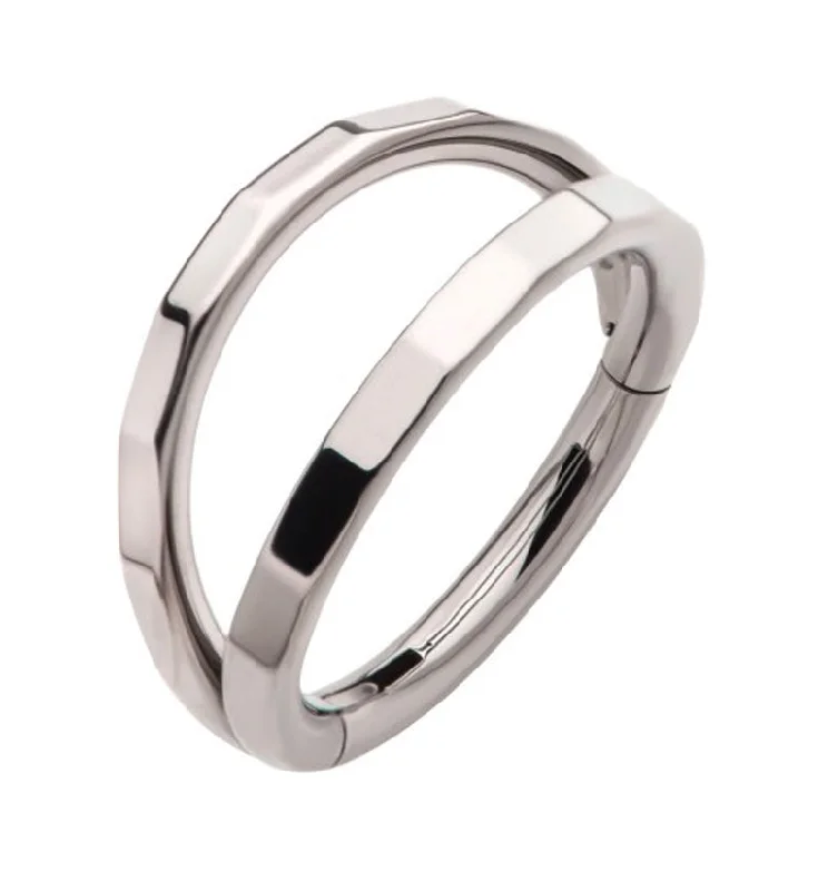 Corded edge rings-Double Crinkle Titanium Hinged Segment Ring