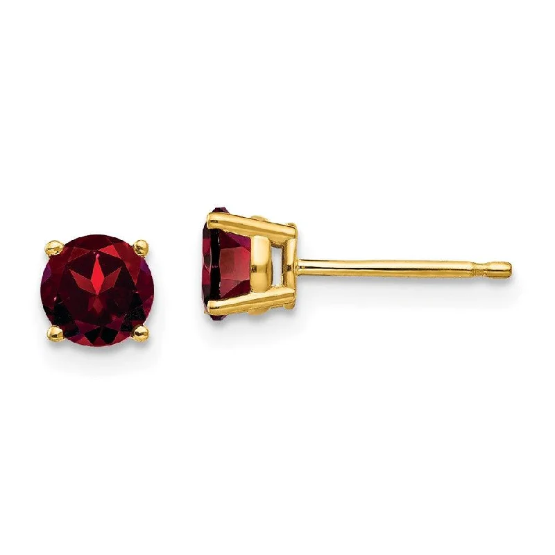 Sleek threader earrings-14k 5mm Garnet Post Earrings