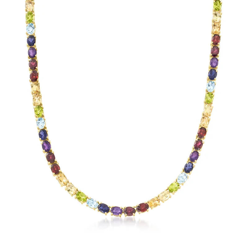 Glowing druzy necklaces-Ross-Simons Multi-Gemstone Tennis Necklace in 18kt Gold Over Sterling