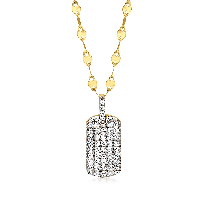 Timeless style necklaces-Ross-Simons Diamond Dog Tag Pendant Necklace in 18kt Gold Over Sterling