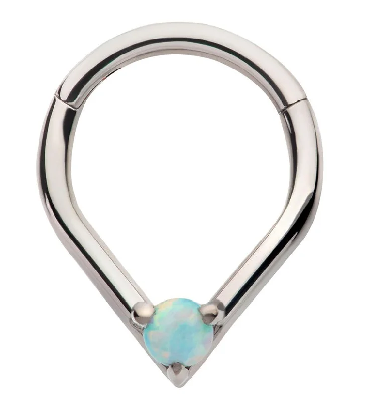 Timeless deco rings-Point White Opalite Titanium Hinged Segment Ring