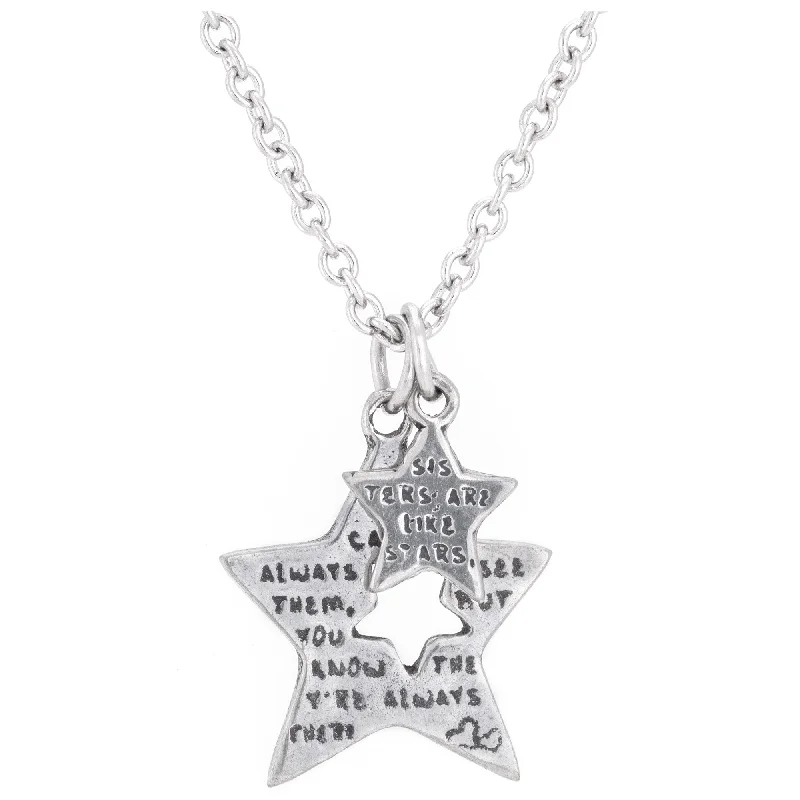 Crisp-line necklaces-Sisters are Like Stars Pewter Necklace