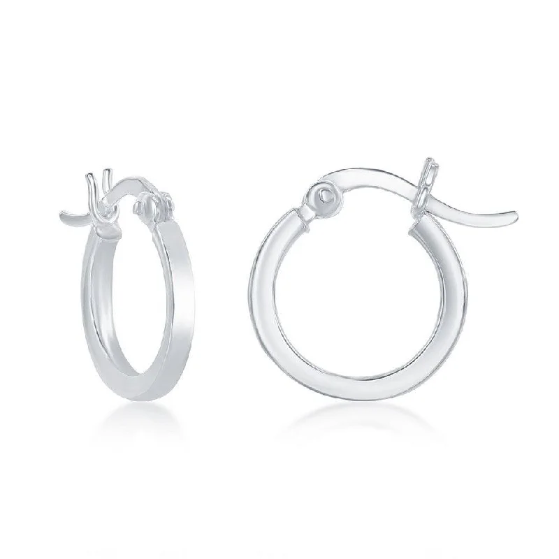 Twine bead earrings-Sterling Silver Small Square Hoop Earrings, 2 x 20 mm