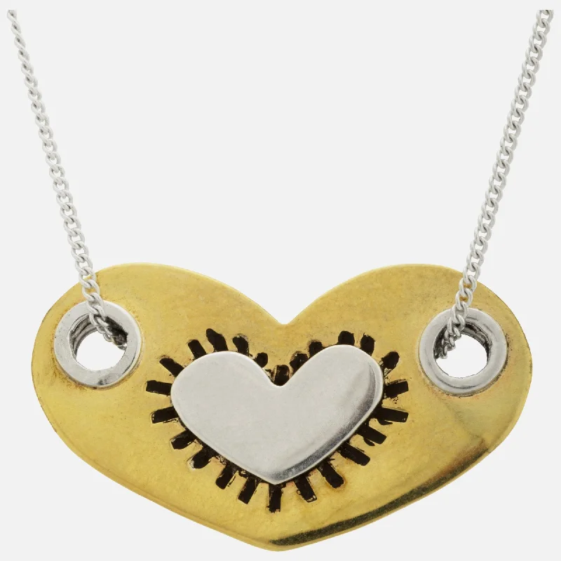 Heavy link necklaces-The Heart Speaks Sterling & Brass Necklace