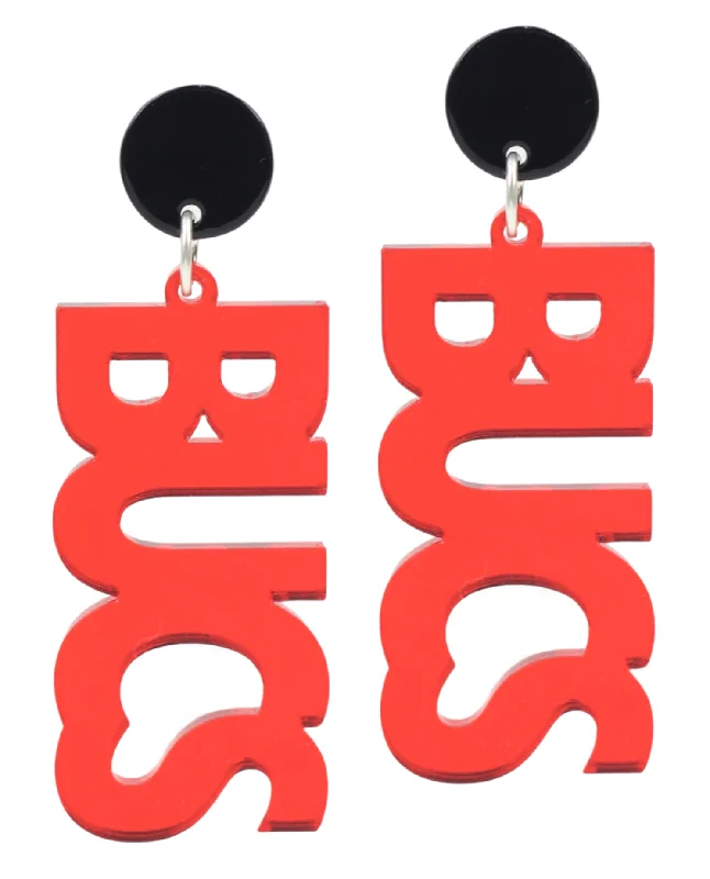 Six-tier earrings-Bucs Acrylic Earring - Red Mirrored