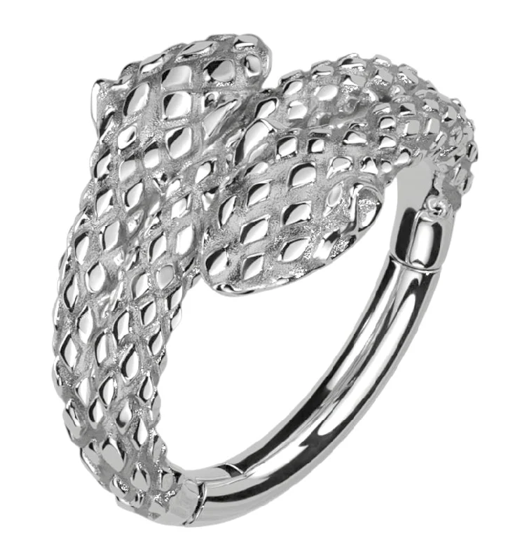 Timeless flair rings-Double Head Snake Twist Stainless Steel Hinged Segment Ring