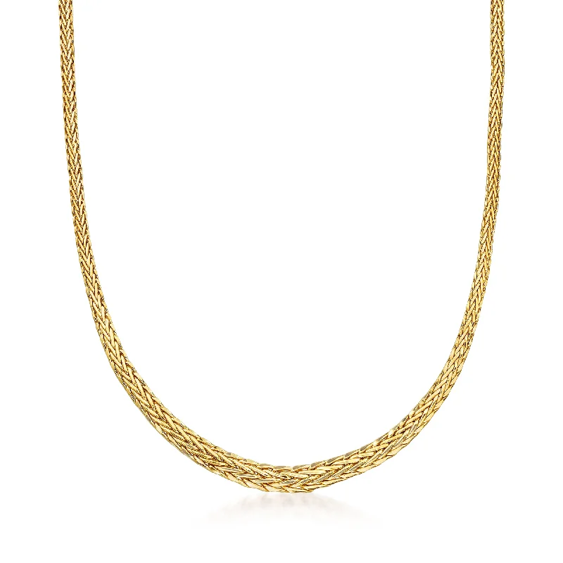 Corded link necklaces-Ross-Simons 18kt Yellow Gold Graduated Wheat-Link Necklace