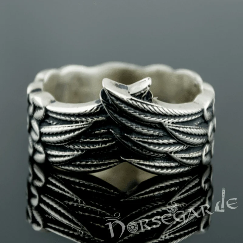 Dusk gothic rings-Handcrafted Raven Wing Ring - Sterling Silver