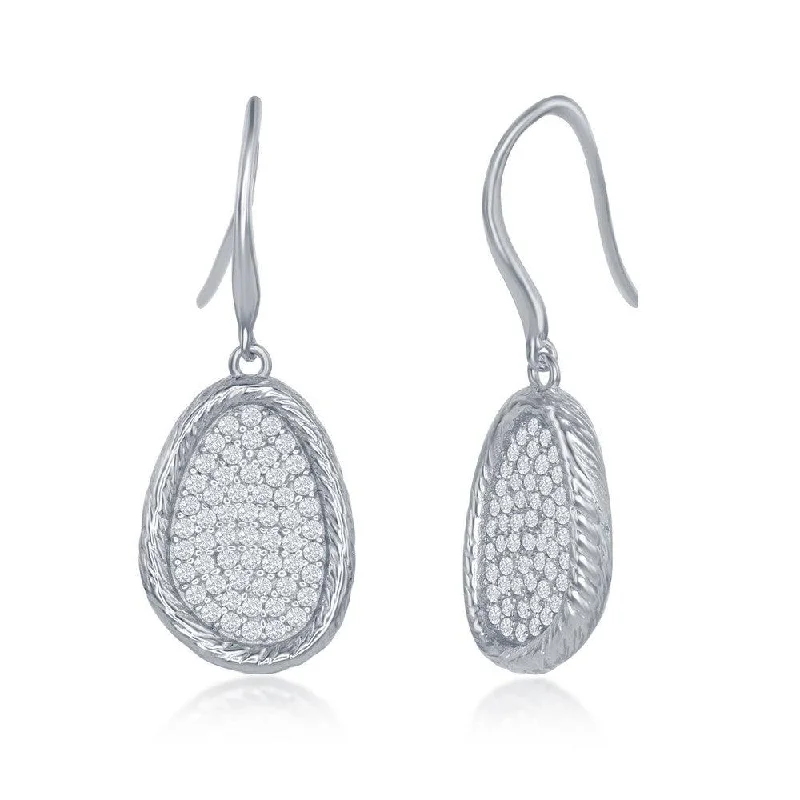 Holy cross earrings-Sterling Silver Geometrically Shaped CZ Earrings