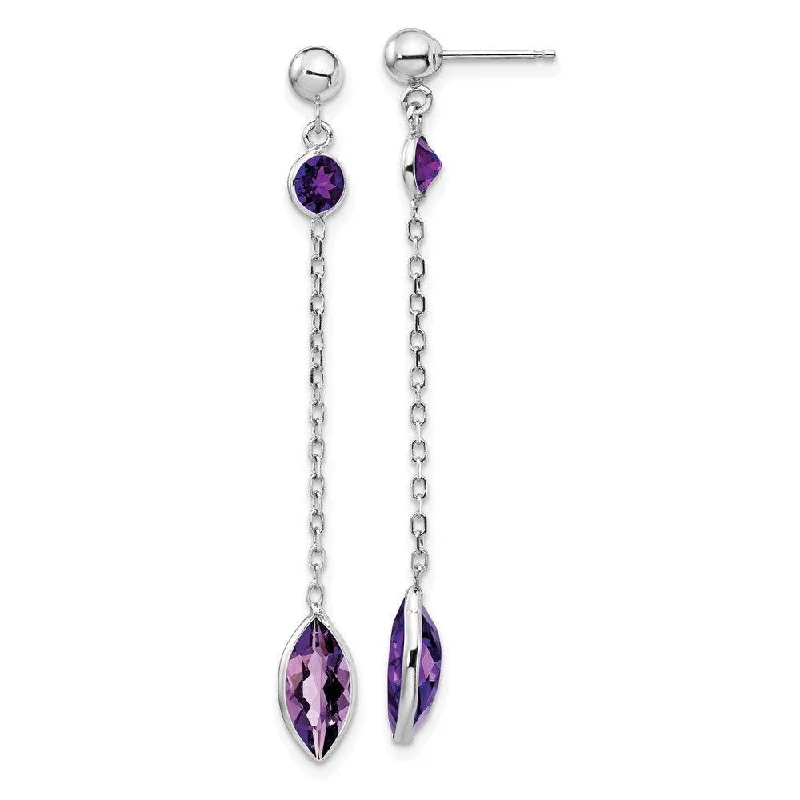 Sparkling gem earrings-14k White Gold Amethyst Post Dangle Earrings