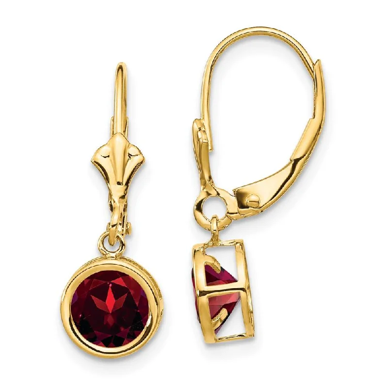 Flowing art earrings-14k 6mm Garnet Leverback Earrings