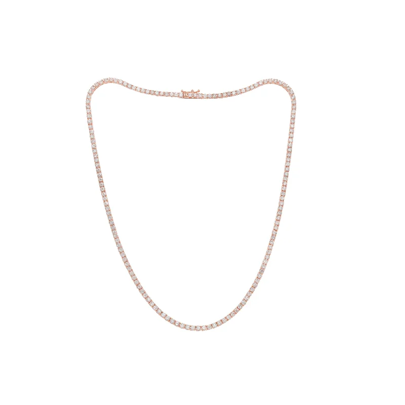 Stamped disc necklaces-14 kt rose gold, 16" diamond tennis necklace featuring 9.00 cts tw diamonds