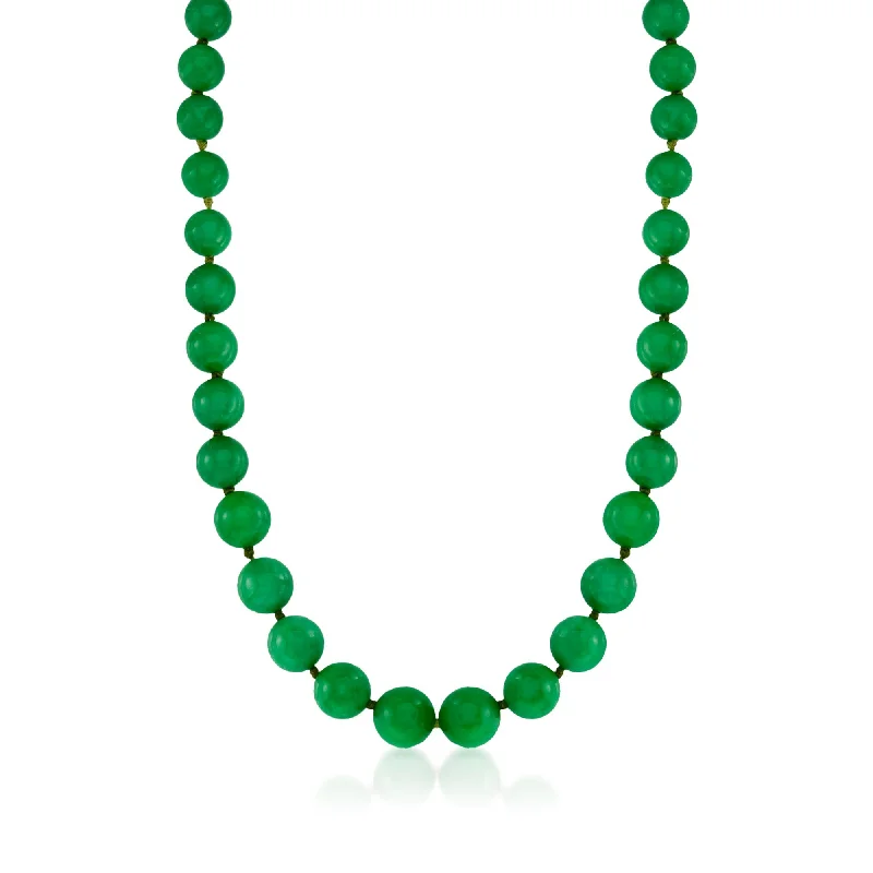 Alloy blend necklaces-Ross-Simons 7-14mm Jade Graduated Bead Necklace With 14kt Yellow Gold