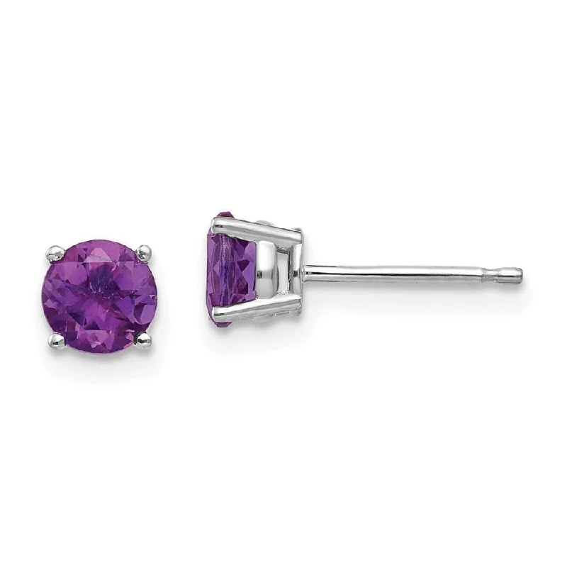 Tanzanite earrings-14k White Gold 5mm Amethyst Earrings