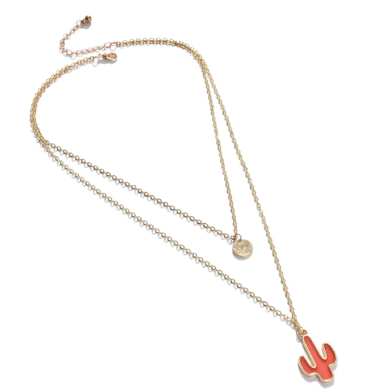 Vivid gem necklaces-Red Gold-plated Necklace