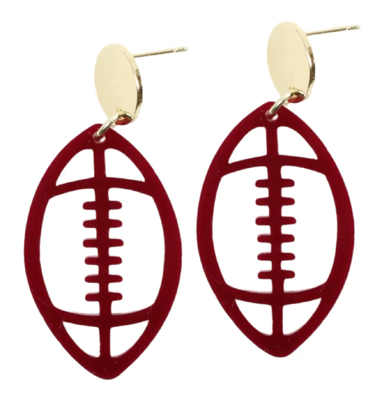 Sloped drop earrings-Acrylic Football Earring - Garnet