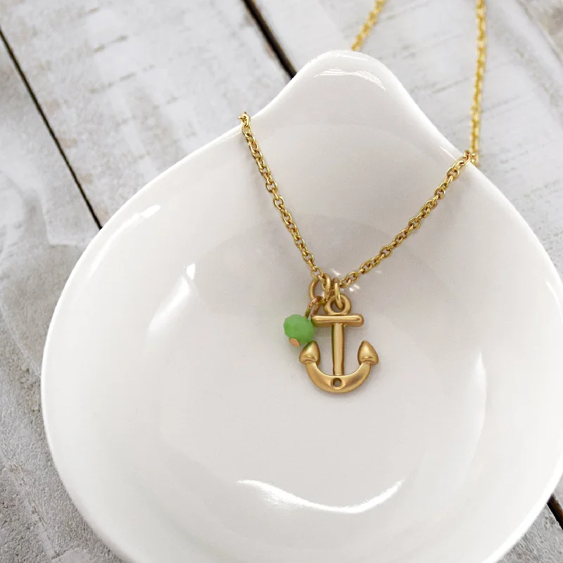 Stranded tribal necklaces-Safe in Harbor Anchor Necklace - Gold Finish