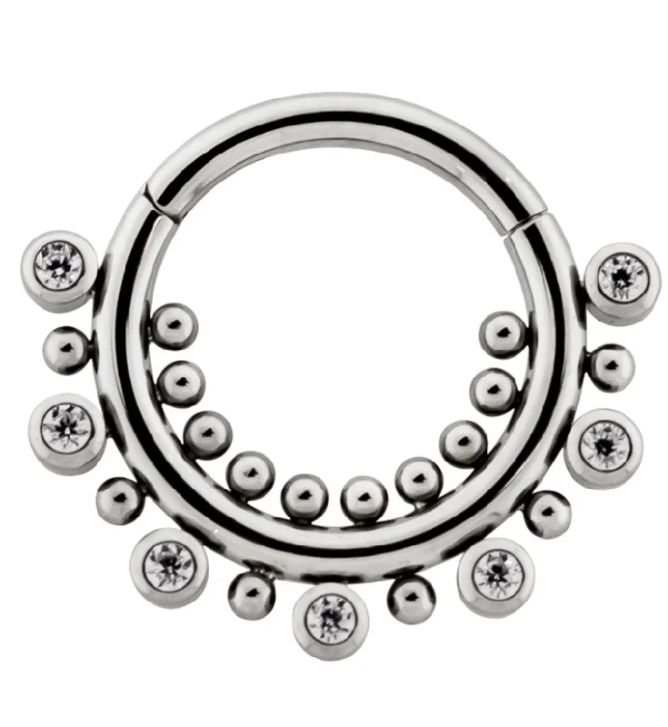 Corded satin rings-Iterant Beaded CZ Titanium Hinged Segment Ring