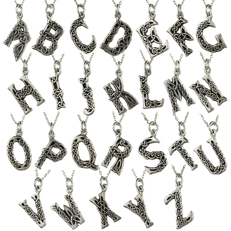 Vintage charm necklaces-Celtic Alphabet Pewter Necklace