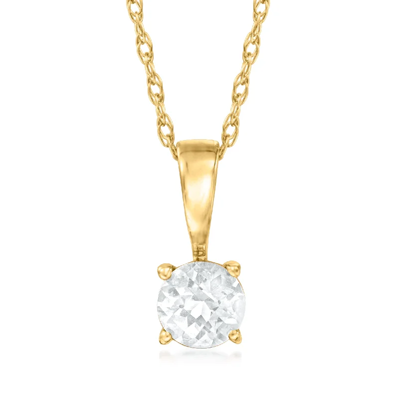 Earthy woven necklaces-RS Pure by Ross-Simons White Sapphire Pendant Necklace in 14kt Yellow Gold