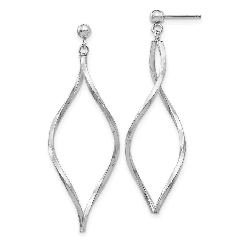 Twisted wire earrings-14k White Gold Twisted Post Dangle Earrings