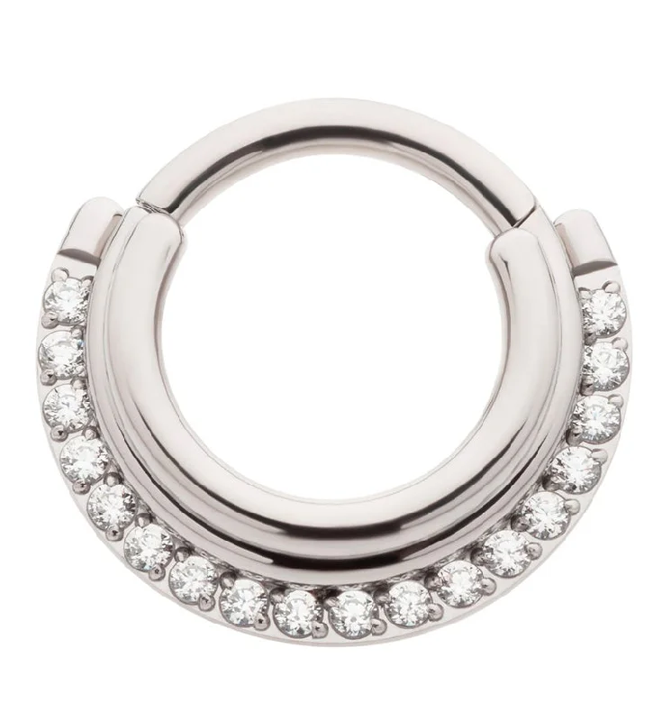 Faceted crystal rings-Triple Stacked CZ Titanium Hinged Segment Ring