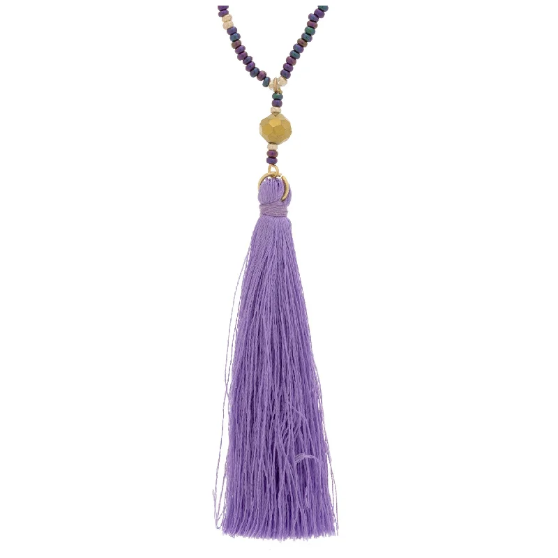 Spinel pendant necklaces-Purple Tassel Necklace!