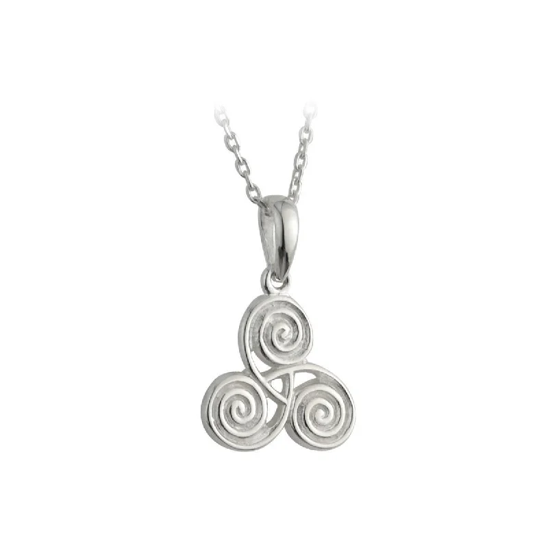 Aged silver necklaces-Irish Triple Spiral Necklace – Sterling Silver Pendant with Historical Significance