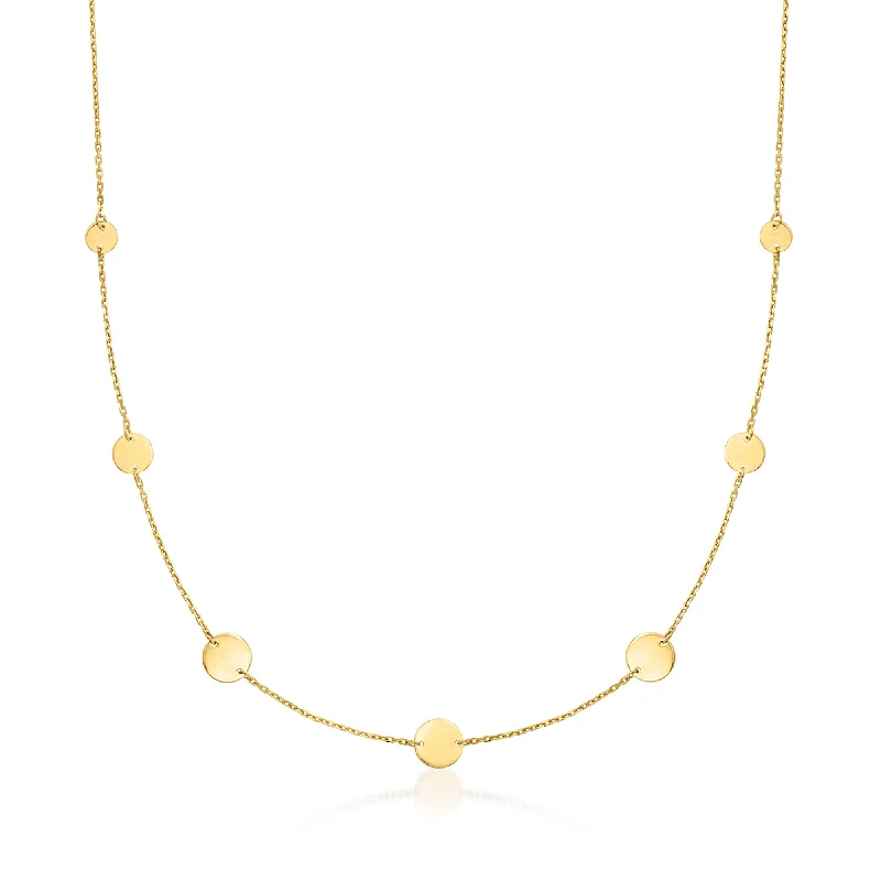 Spinel pendant necklaces-Ross-Simons Italian 14kt Yellow Gold Multi-Size Disc Station Necklace