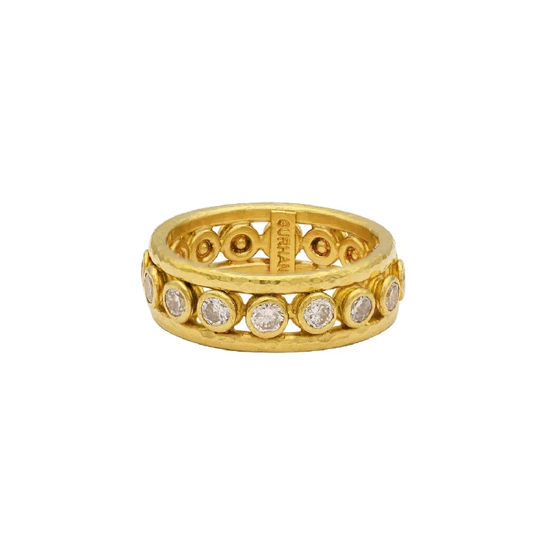 Opulent stone rings-24K Gold Diamond Outer Bands Ring