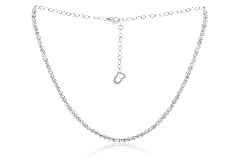 Timeless style necklaces-14 kt white gold, 14"  diamond choker necklace featuring 2.30 cts tw round diamonds