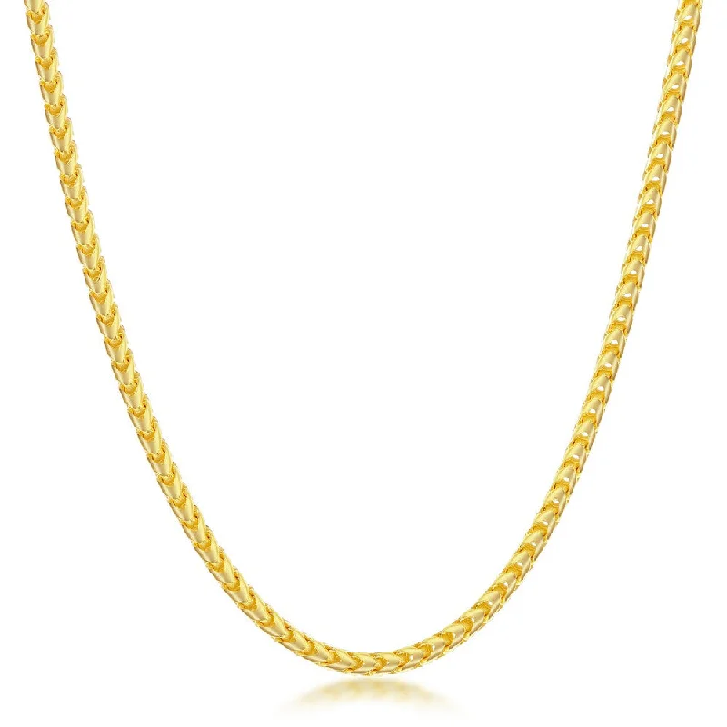 Heavy link necklaces-Diamond cut Franco Chain 2.5mm Sterling Silver or Gold Plated Over Sterling Silver 24" Necklace