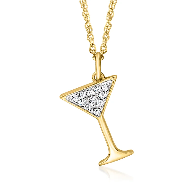 Orchid flower necklaces-Ross-Simons Diamond Martini Pendant Necklace in 18kt Gold Over Sterling