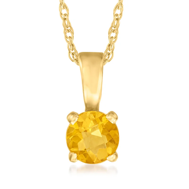 Heavy link necklaces-Ross-Simons Citrine Pendant Necklace in 14kt Yellow Gold. 16 inches