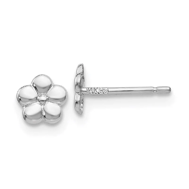 Timeless flair earrings-14k White Polished Flower Post Earrings