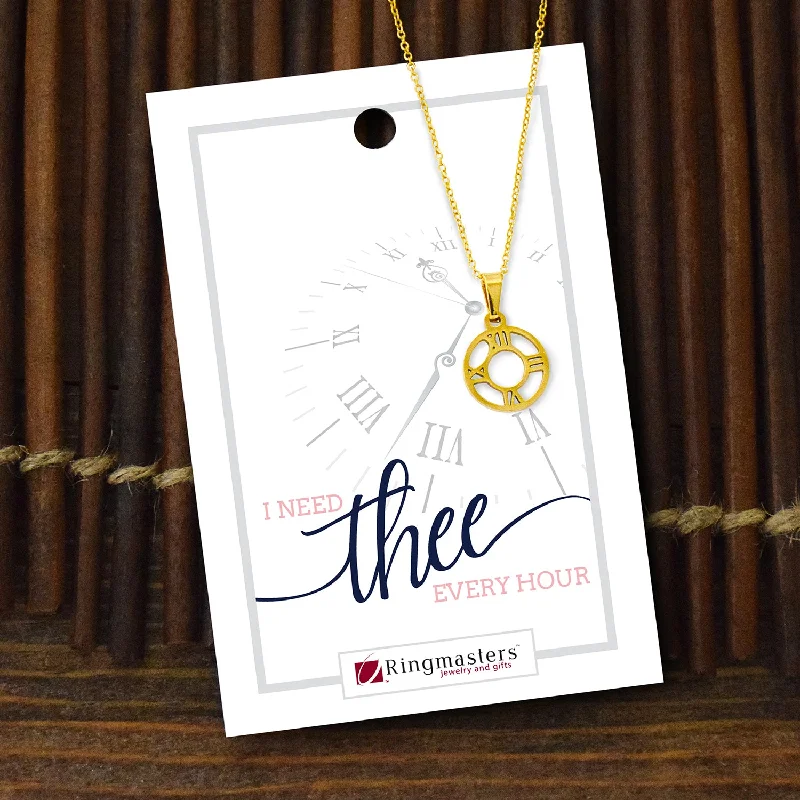 Coil knot necklaces-I Need Thee Every Hour - Clock Necklace