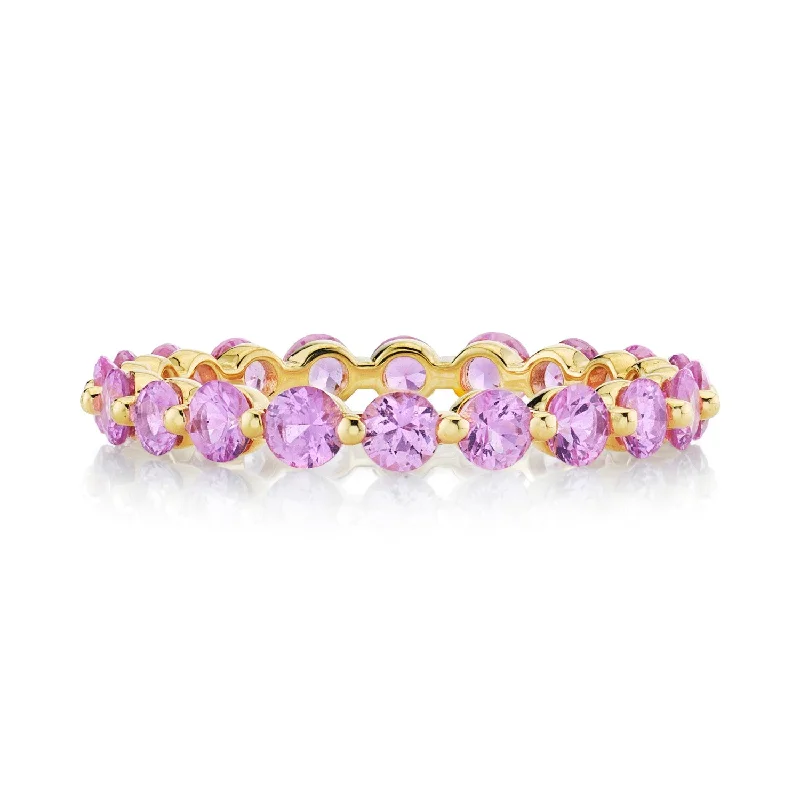 Satin silver rings-18K Gold Pink Sapphire Stack Ring