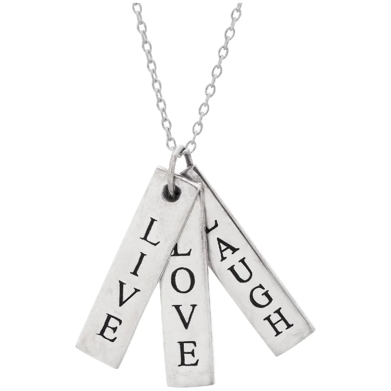 Drifting gem necklaces-Live Love Laugh Sterling Necklace