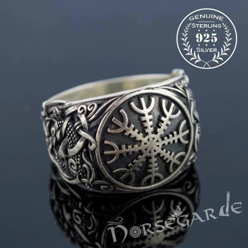 Bead-wrapped rings-Handcrafted Helm of Awe Mammen Style Ring - Sterling Silver