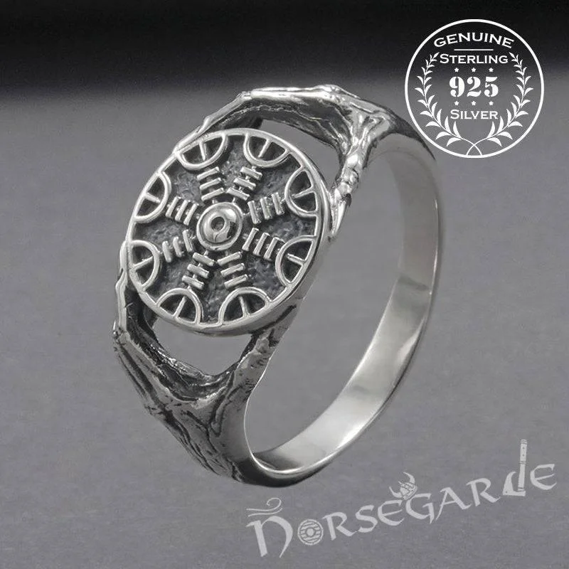 Crisp eternity rings-Handcrafted Odin's Grasp Helm of Awe Ring - Sterling Silver