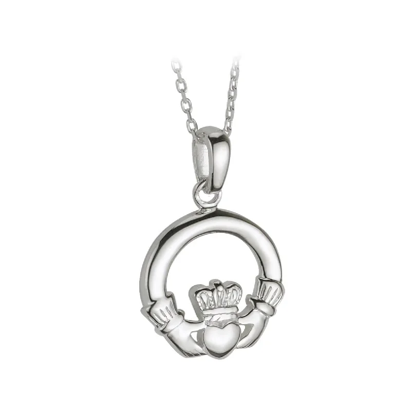 Bold art necklaces-Stunning Sterling Silver Claddagh Pendant for Irish Heritage