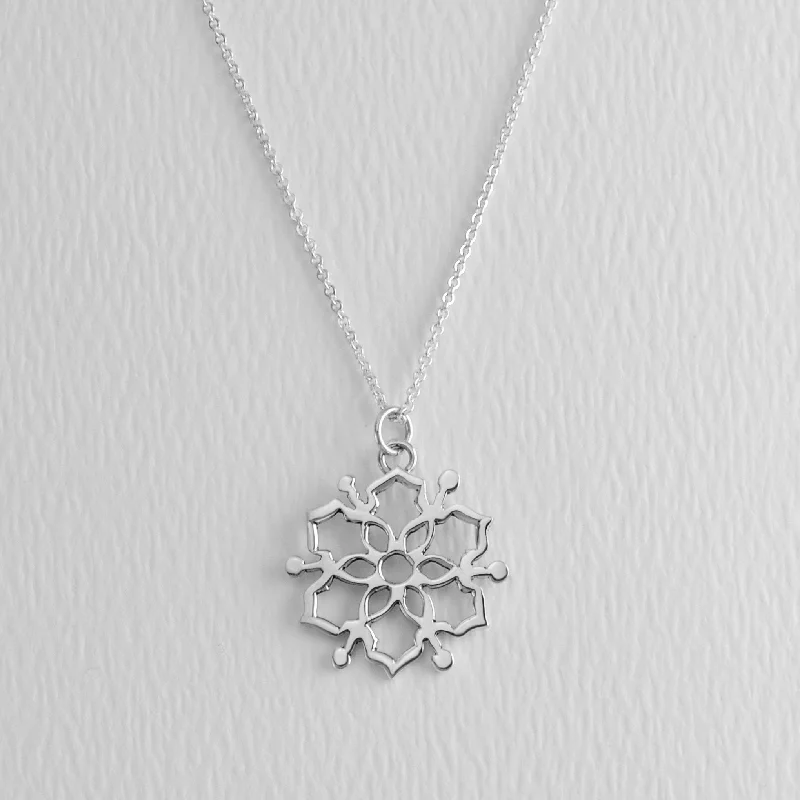 Stamped disc necklaces-Moroccan Mandala Sterling Silver Necklace