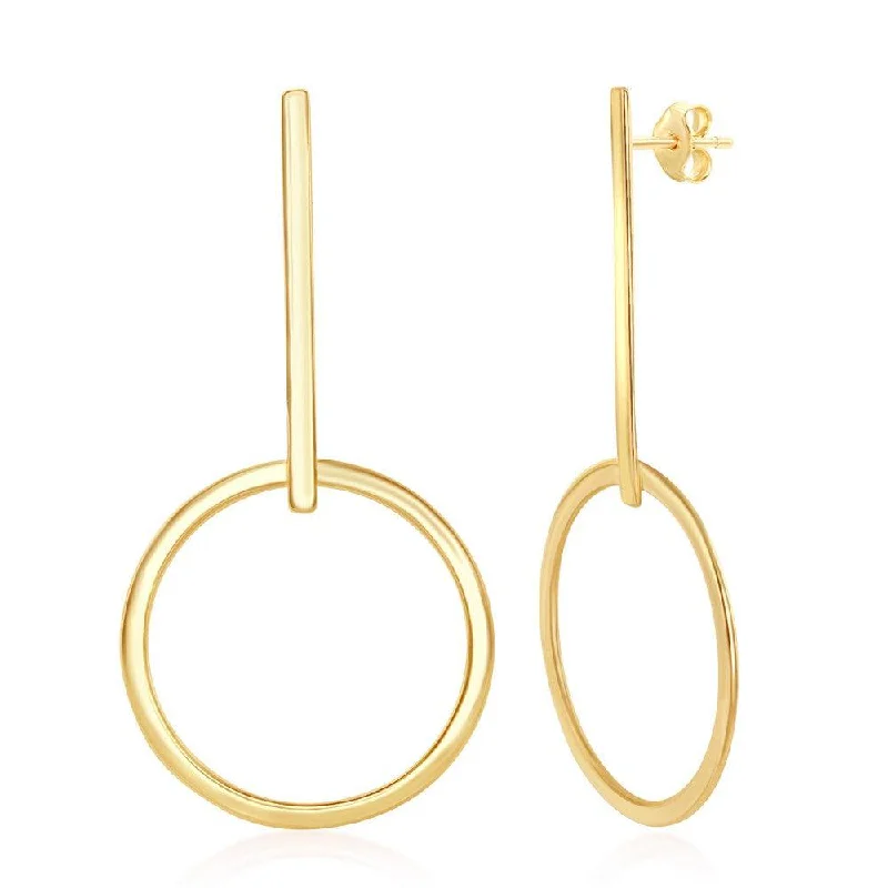 Faceted star earrings-Sterling Silver Gold Plated Bar and Hoop Earrings