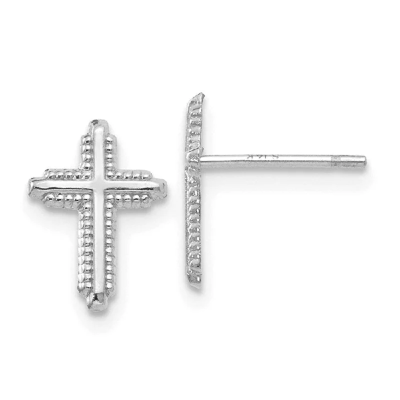 Mirror gloss earrings-14K White Gold Polished Cross Post Earrings