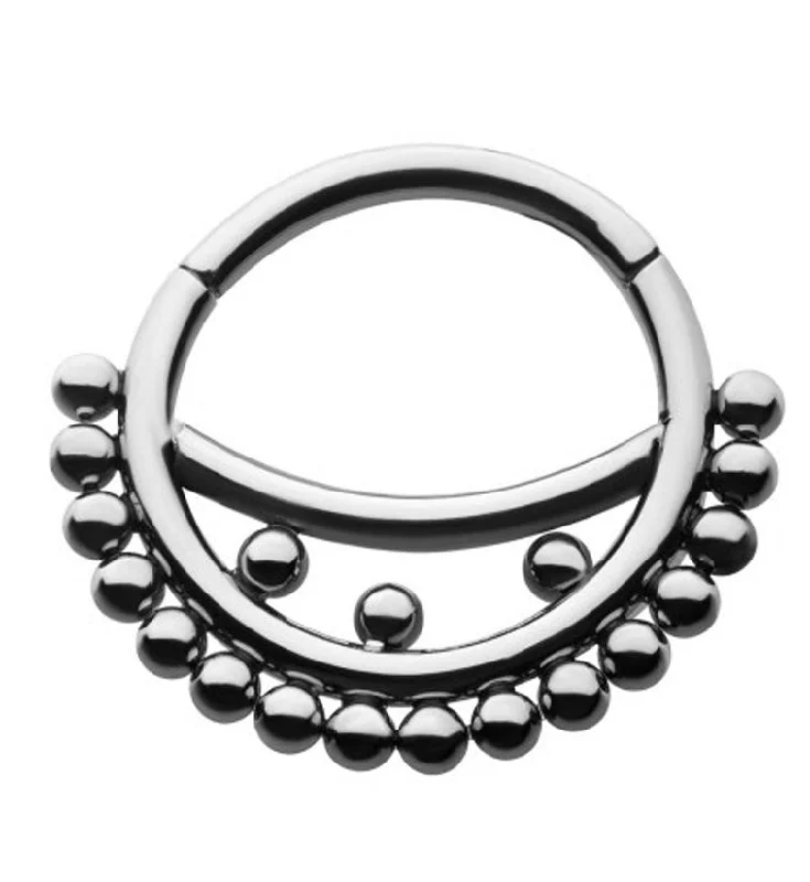 Solid band rings-Smirk Beaded Titanium Hinged Segment Ring