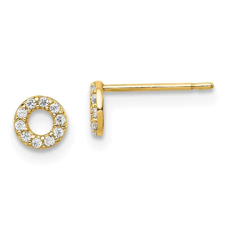 Funky pair earrings-Madi K Kid's 14k Yellow Gold  Circle CZ Post Earrings