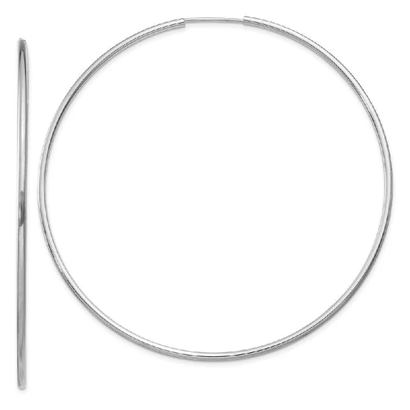 Flat relic earrings-14k White Gold 1.5mm Polished Endless Hoop Earrings