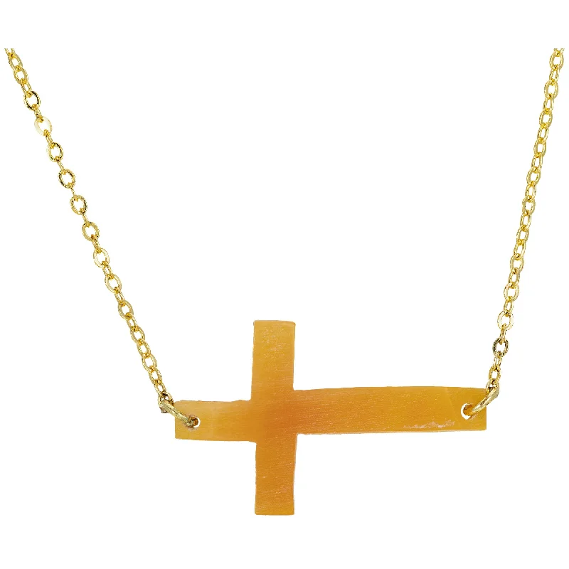 Corded link necklaces-Faith Horn Cross Necklace