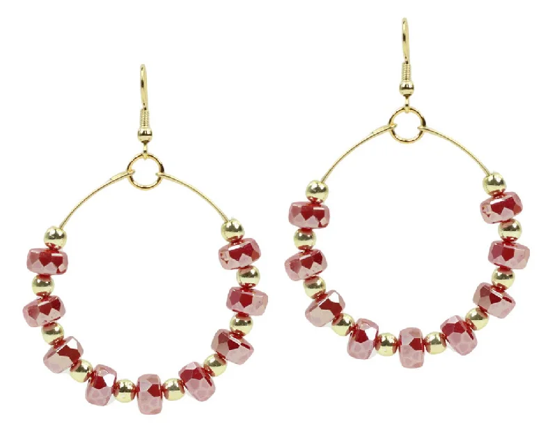 Stamped disc earrings-The Chloe Earring - Red Sparkle